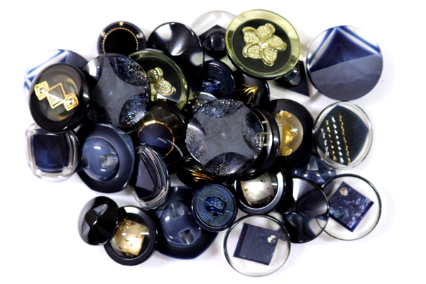 ヴィンテージ　ジルコニア入　アンティークボタン　ネイビー系３０