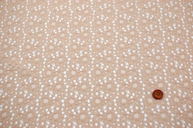 ラッセルレース生地 ピンクベージュ 生地通販 布販売 江戸ッ子