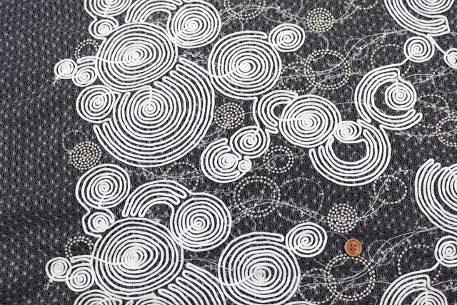 スパンコールと刺しゅうとコードレース生地　白　【50cm単位】　(la732)