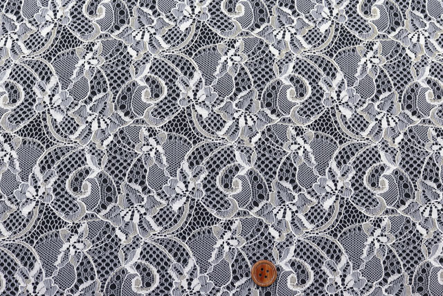 ラメ・ラッセルレース生地　白・ゴールド　【50cm単位】　(la734)