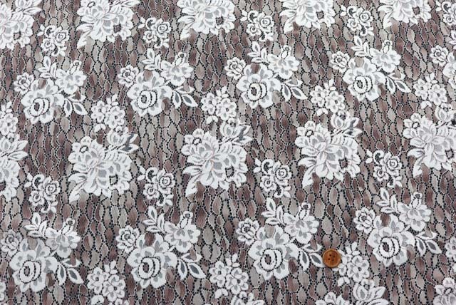 ラッセルレース生地　うす 茶【50cm単位】　(la749)