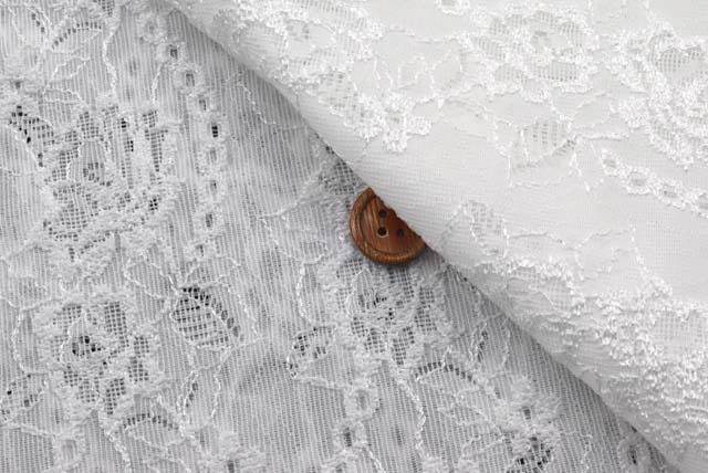 ラッセルレース生地　白　【50cm単位】　(la752)