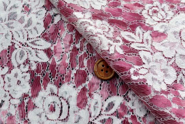 ラッセルレース生地　うす赤【50cm単位】　(la756)