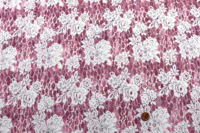 ラッセルレース生地　うす赤【50cm単位】　(la756)