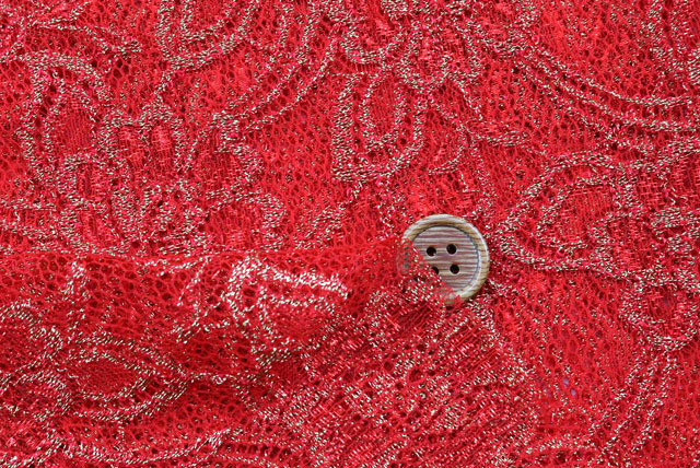 ラメラッセルレース生地　赤・金ラメ【50cm単位】　(la765)