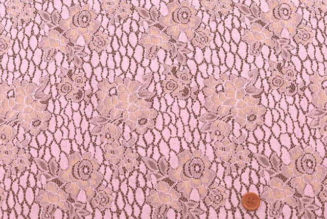 ラメラッセルレース生地　うすピンク・金ラメ【50cm単位】　(la766)