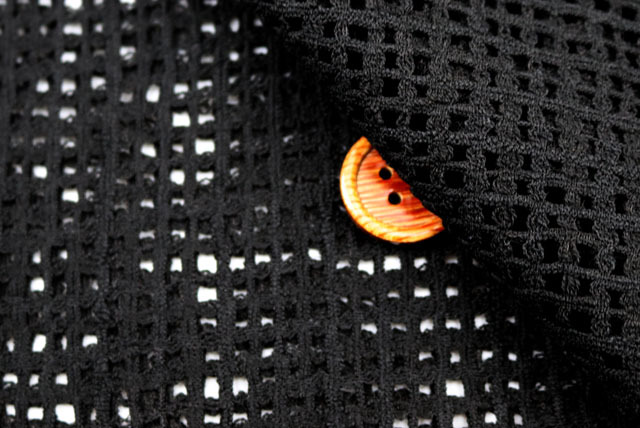 ラッセルレース生地　小格子柄　黒　【50cm単位】(la773)