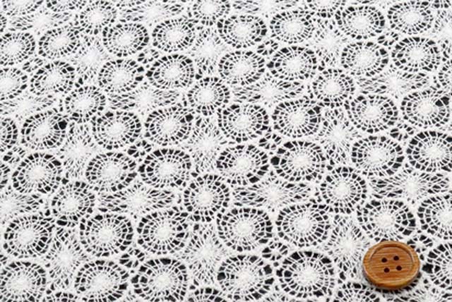 麻混ケミカルレース生地　オフ白《ニット生地ではありません》【50cm単位】(la785)