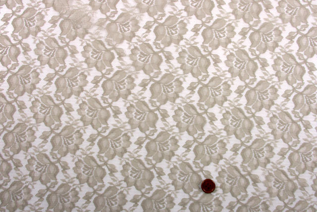 ラッセルレース生地　グレイベージュ【50cm単位】(la814)