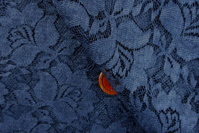 ラッセルレース生地　紺【50cm単位】(la823)