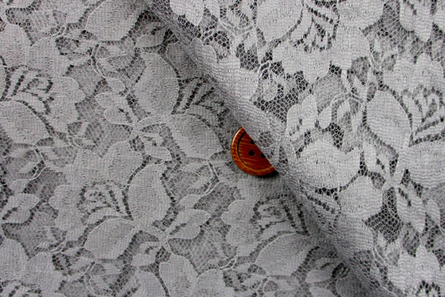 ラッセルレース生地　グレイ【50cm単位】(la824)