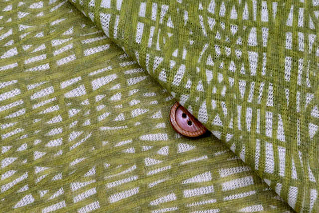 パワーネットプリント生地　かご編み柄　からし【50cm販売】（p2046）