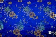チャイナ・ブロケード 菊・牡丹・寿文様・青