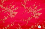 チャイナドレス生地 中国民族衣装生地 梅柄 赤色・レッド(0635-79)