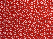 【お陰様で完売しました】シンプルで可愛い小桜の和風生地 レーヨンちりめん生地 赤色・レッド　約７０ｃｍ×約５０ｃｍカット　(0643-60)