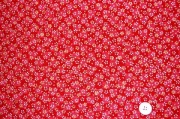 ちりめん友禅 可愛い小桜の和風生地 レーヨンちりめん生地 赤色　約７０ｃｍ×約５０ｃｍカット　(0647-63)