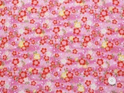 レーヨンちりめん友禅金彩生地　桜　ピンク