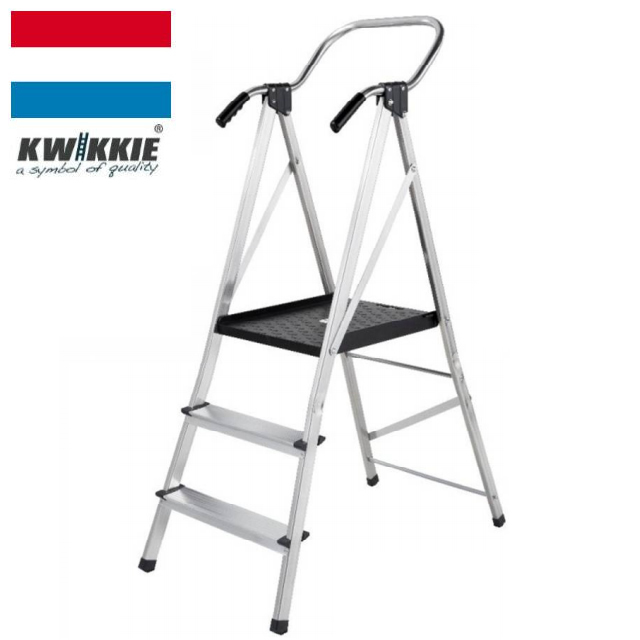 折りたたみ作業台（手すり付き大型踏み台） 3段 オランダ製 KWIKKIE