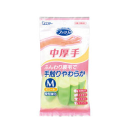 エステー ファミリー ビニール手袋 中厚手 指先強化 M グリーン 1双