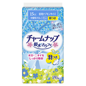 チャームナップ 吸水さらフィ 15cc 少量用(羽つき) 26枚 昼用ナプキンサイズ
