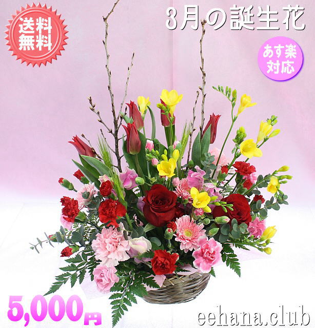 3月の誕生花 ピンクアレンジ3 500円 送料無料 花言葉カード付 15時までのご注文で翌日配送