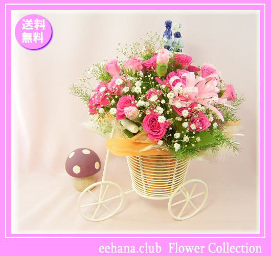 6月の誕生花★サイクルアレンジ4,000円【送料無料】花言葉付き【バラ】【写真付きメッセージ選択可】ネット特価！！