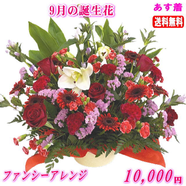 9月の誕生花★ファンシーアレンジ10,000円【送料無料】【りんどう】【写真付きメッセージ選択可】ネット特価！！