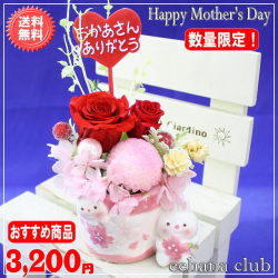 徳割！大人気！2019母の日プリザ ラビットサクラシリーズ★サクラレッド3,200円【今だけ！送料無料】ネット特価！