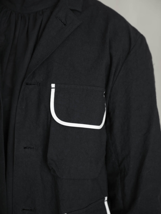 美品　ASEEDONCLOUD　コットン　ノーカラージャケット　ブラック　日本製 ASEEDONCLOUD アシードンクラウド｜family traditions jacket