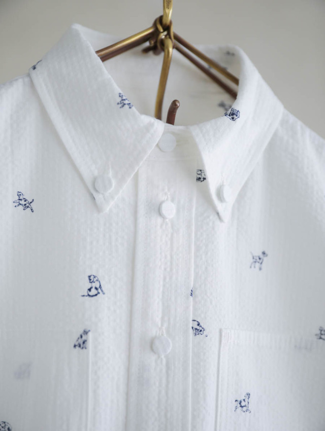 アシードンクラウド 半袖シャツワンピース ホワイト ASEEDONCLOUD アシードンクラウド｜shokuonshitsu workshirt（オフ