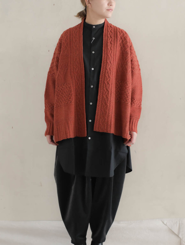 ASEEDONCLOUD アシードンクラウド / Cable big cardigan レッド 