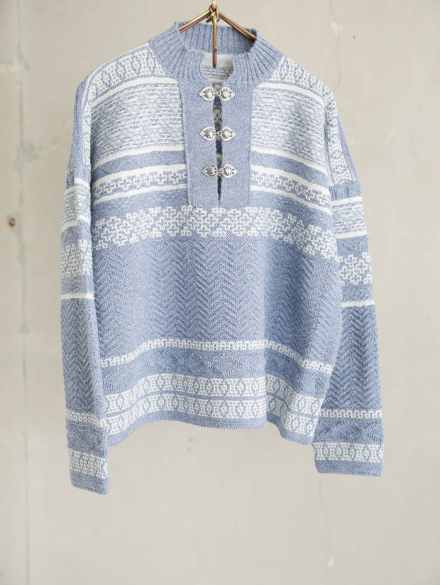 ASEEDONCLOUD アシードンクラウド / Sankayo nordic knit P/O ブルー 