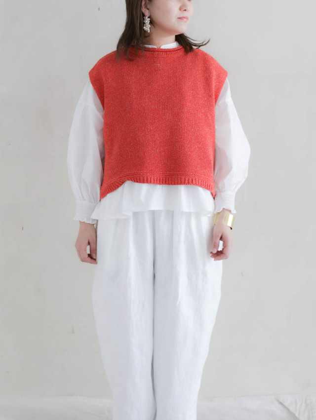 Atelier d'antan アトリエ ダンタン｜Dach ニットスリーブレス オレンジ
