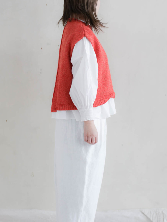 アトリエダンタン Tyndale リネン プルオーバー 赤 Atelier d'antan | コットンシルクハーフスリーブニット〈 Damm