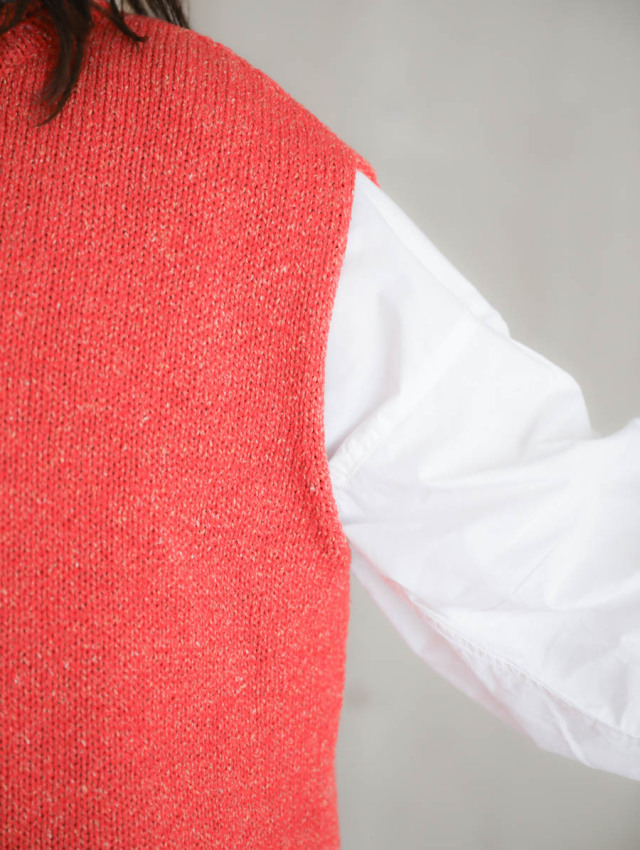 アトリエダンタン Tyndale リネン プルオーバー 赤 Atelier d'antan (アトリエ ダンタン) リブネックプルオーバー