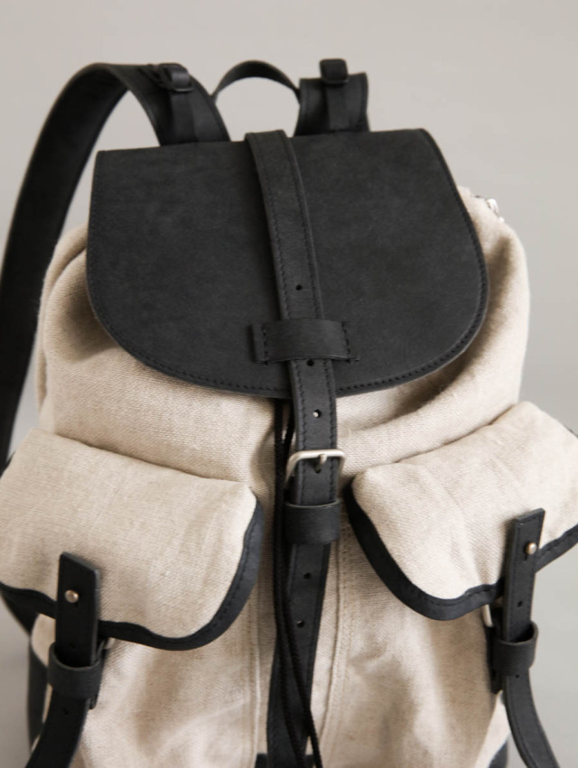 Dove&Olive ダブ&オリーブ / リュックサック M Black × Linen