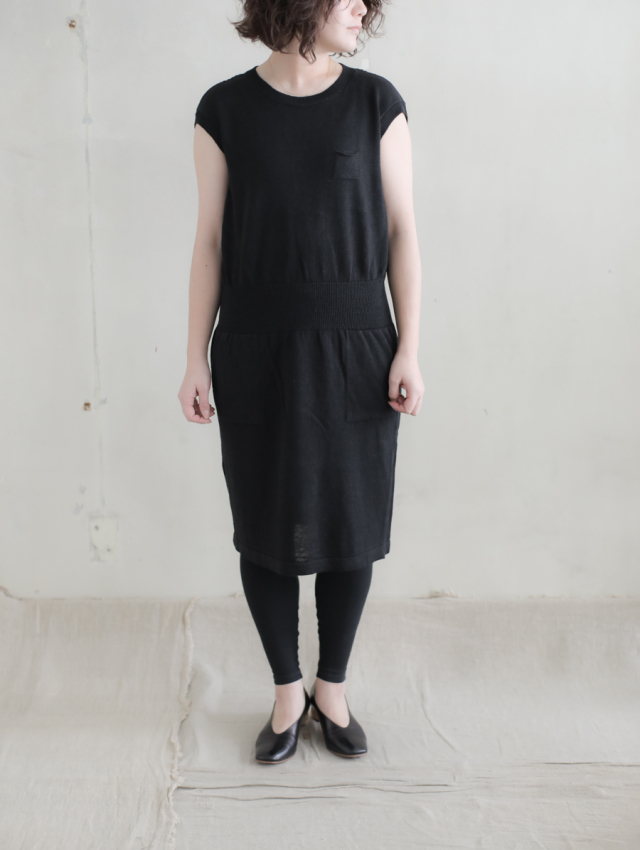 ゴーシュ リネンニットワンピース ブラック