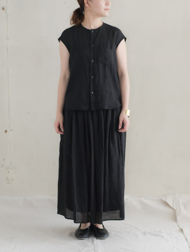 ゴーシュ 80 1リネンギャザースカート ブラック