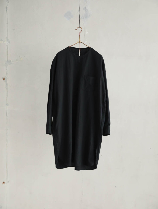 ゴーシュ◆長袖ブラウス/2/コットン/BLK/G221-B038 ゴーシュ｜コットンリネンライトキャンバスロングブラウス ブラック