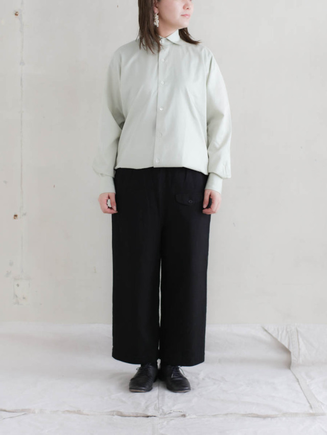 ★美品★ゴーシュ★ドライヘリンボンワイドパンツ ゴーシュ｜ドライヘリンボンワイドパンツ ブラック