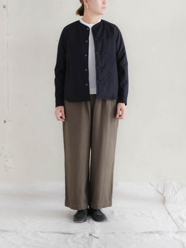 ゴーシュ｜コットンドビーワイドパンツ（カーキ）