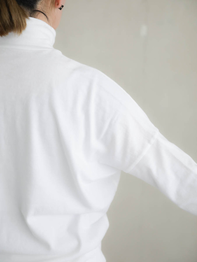 ゴーシュ｜30/1リリース天竺ハイネックTシャツ（ホワイト）