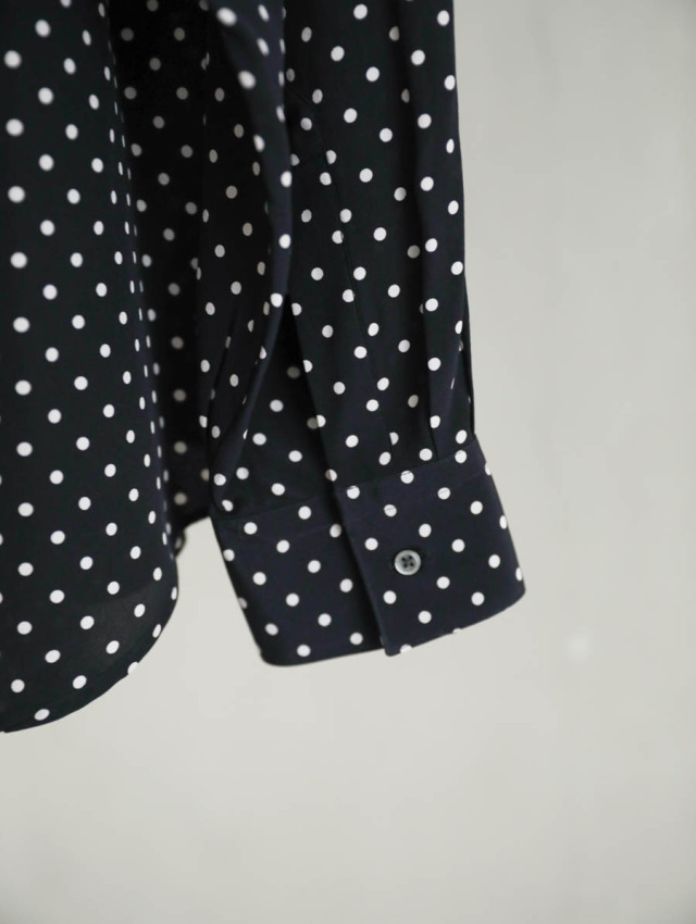 HEUGN ユーゲン｜Alf Silk Dot（ブラック）シルクドットシャツ