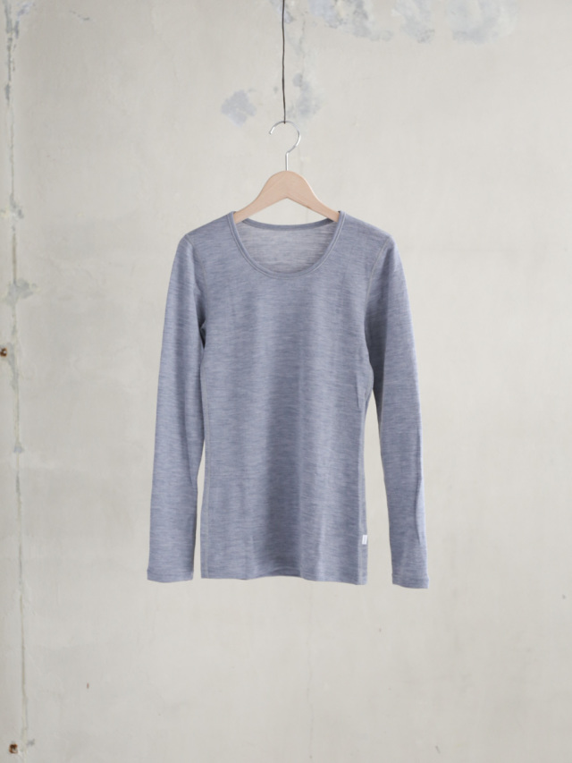 Joha ヨハ メリノウールレディース長袖tシャツ グレー