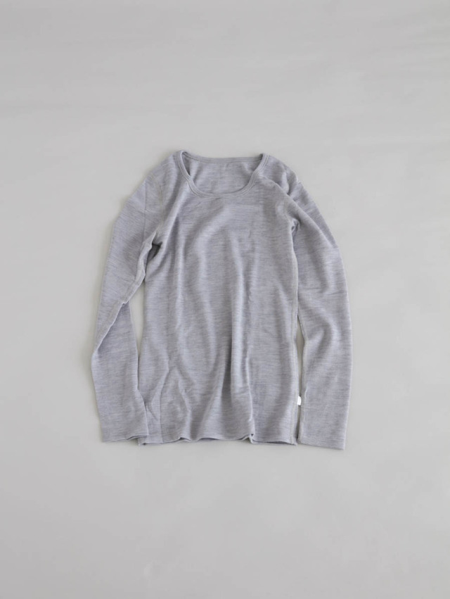 メリノウール 長袖Tシャツ シルバーホワイト メリノウール 日本製 tシャツ インナー 登山 シャツ 長袖