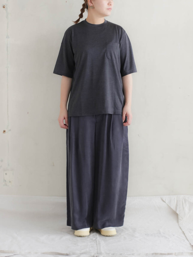 MAATEE&SONS マーティーアンドサンズ / SILK POCKET TEE チャコールグレー 