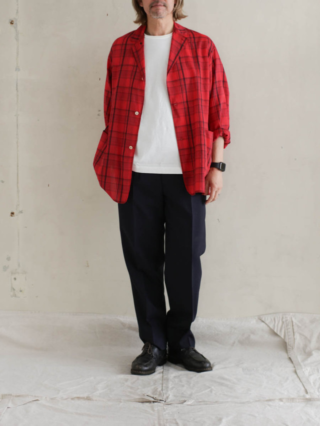 MAATEE&SONS 26ss HWOOL無双カバーオール赤チェックsize3 MAATEE&SONS マーティーアンドサンズ｜折って折ってJACKET HWOOL CECK