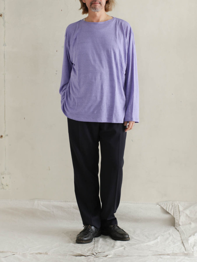 トップス MAATEE AND SONS LINEN L/S BOAT NECK TEE MAATEE&SONS マーティーアンドサンズ｜L/S BOAT TEE LINEN天竺（パープル）