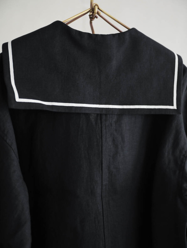 MAGALI マガリ / キャンバスリネンセーラーカラーブラウス ブラック 