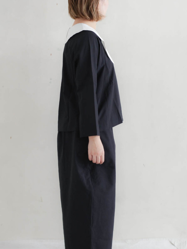 MAGALI コットンスウェット　スイッチングプルオーバー　ブラック　新品 MAGALI】コットンシルケット·スエット·プルオーバー／アイボリー